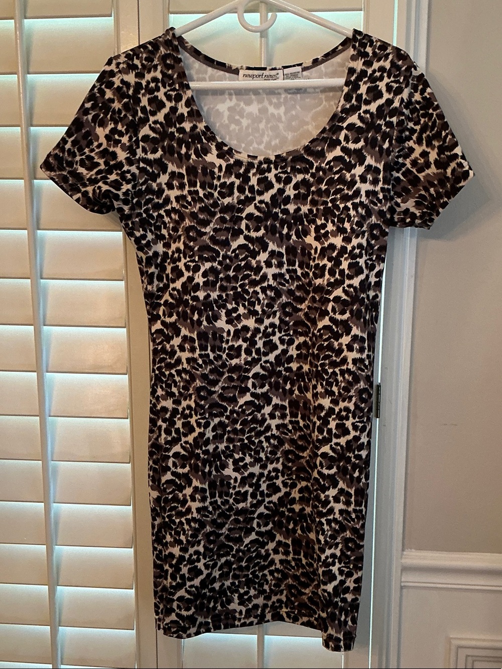 Newport News Leopard Print Short Sleeve Mini Dress - Brown/Black